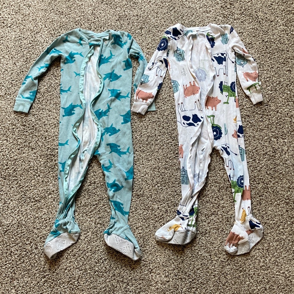 Carter's Kids One Piece Footies - Teal and Farm